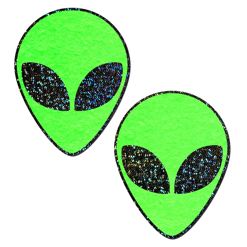 Pastease Glow-in-the-Dark Glitter Alien Pasties Green - Zateo Joy