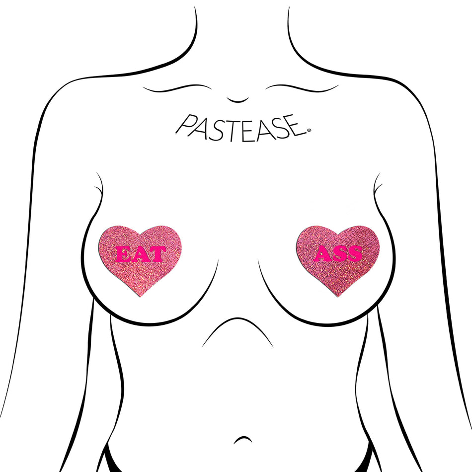 Pastease Eat Ass Hearts Pink Glitter - Zateo Joy