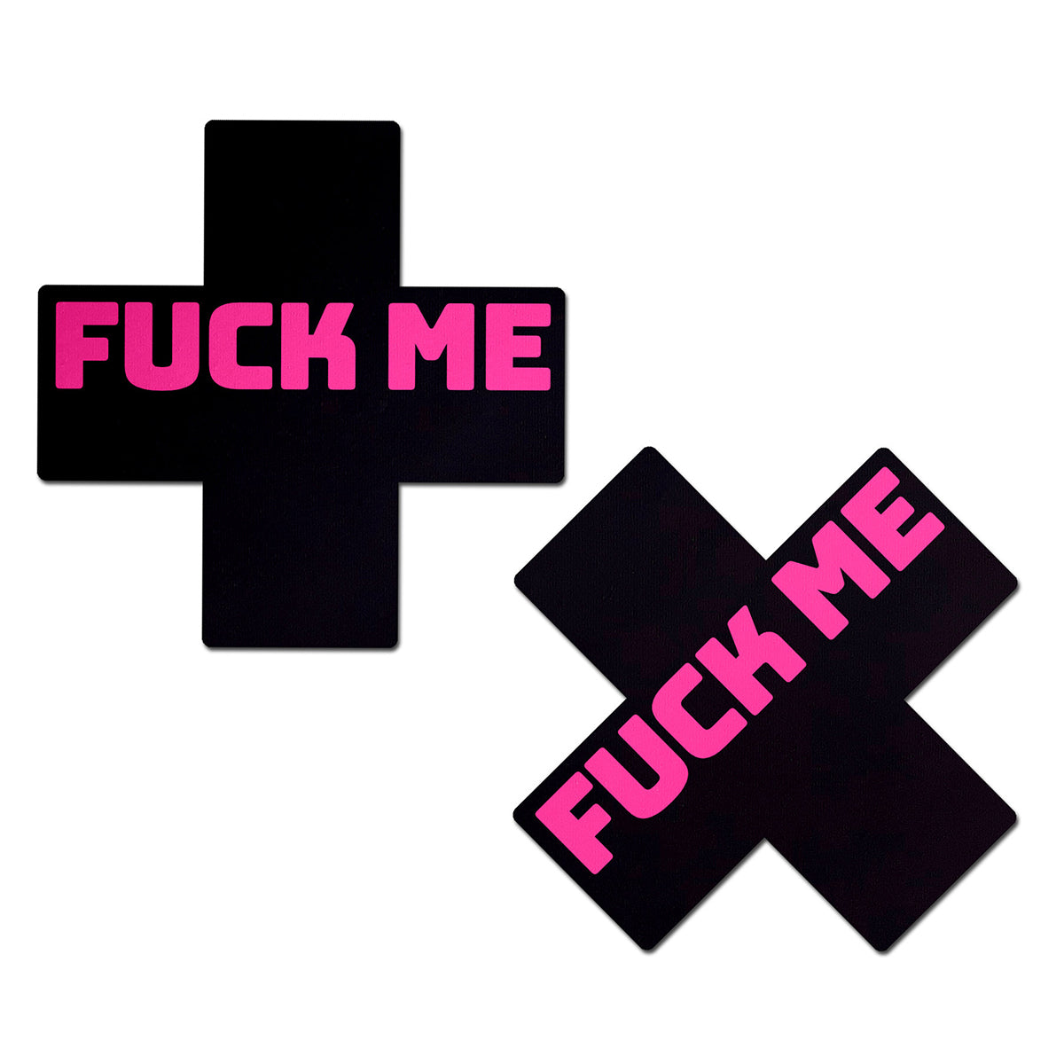 Pastease Fuck Me Crosses Pasties Black/Pink - Zateo Joy