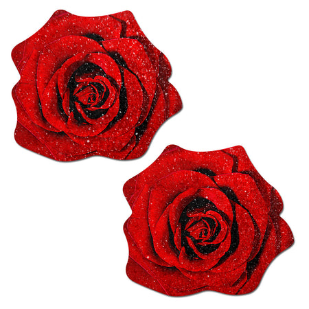 Pastease Glitter Blooming Rose Pasties Red - Zateo Joy