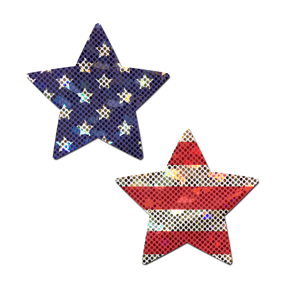 Pastease Glitter Stars & Stripes Patriotic Star Pasties - Zateo Joy