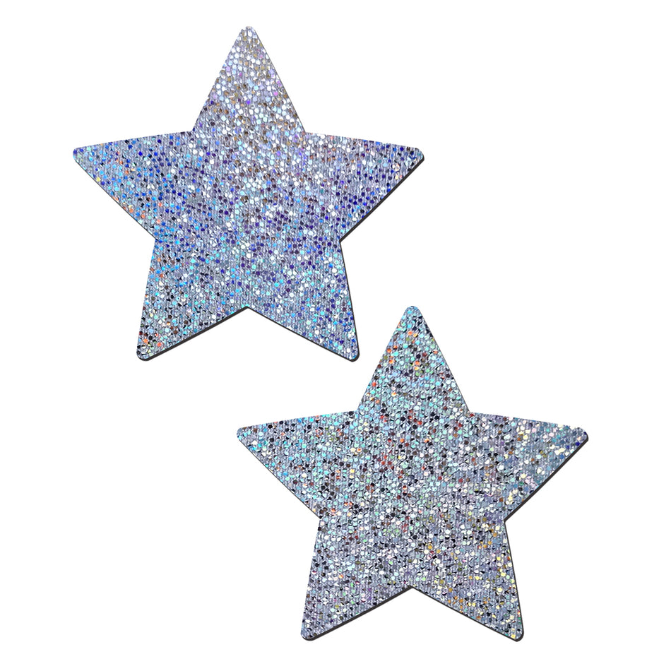 Pastease Glitter Star Pasties Silver - Zateo Joy