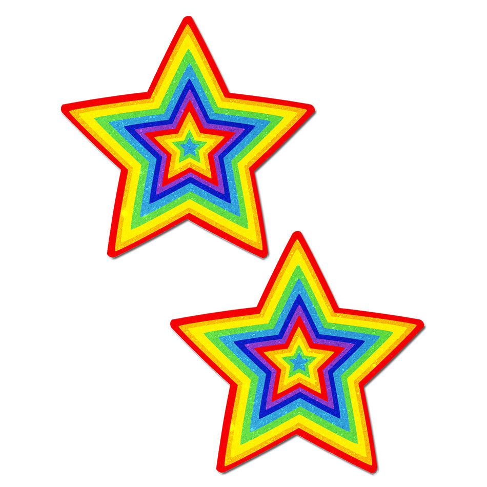 Pastease Glitter Pumping Star Pasties Rainbow - Zateo Joy