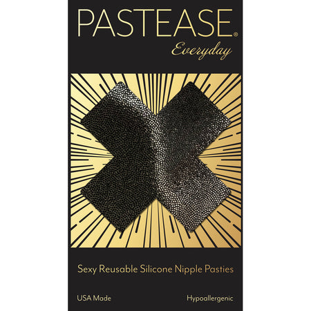 Pastease Everyday Reusable Vegan Suede Cross Pasties Black - Zateo Joy