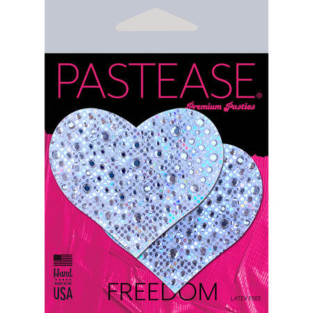 Pastease Crystal Sparkling Heart Pasties Silver - Zateo Joy