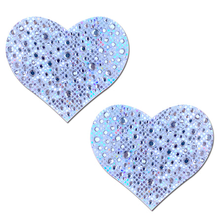 Pastease Crystal Sparkling Heart Pasties Silver - Zateo Joy