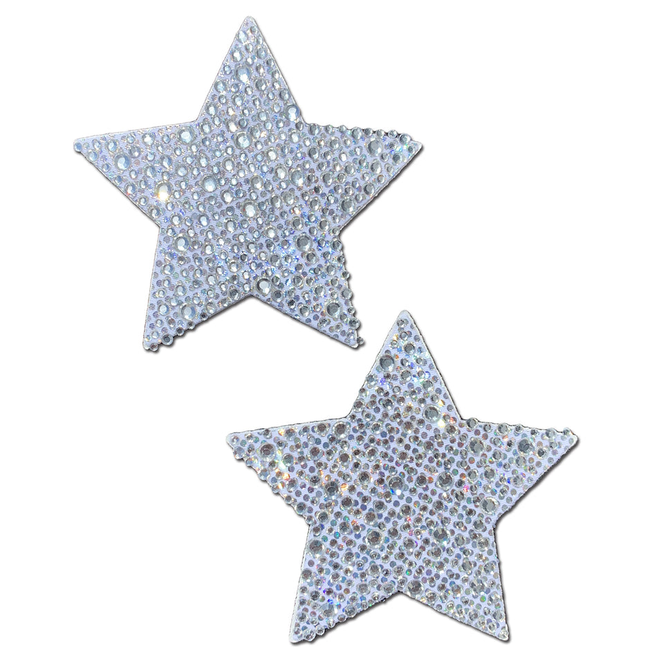 Pastease Crystal Sparkling Star Pasties Silver - Zateo Joy