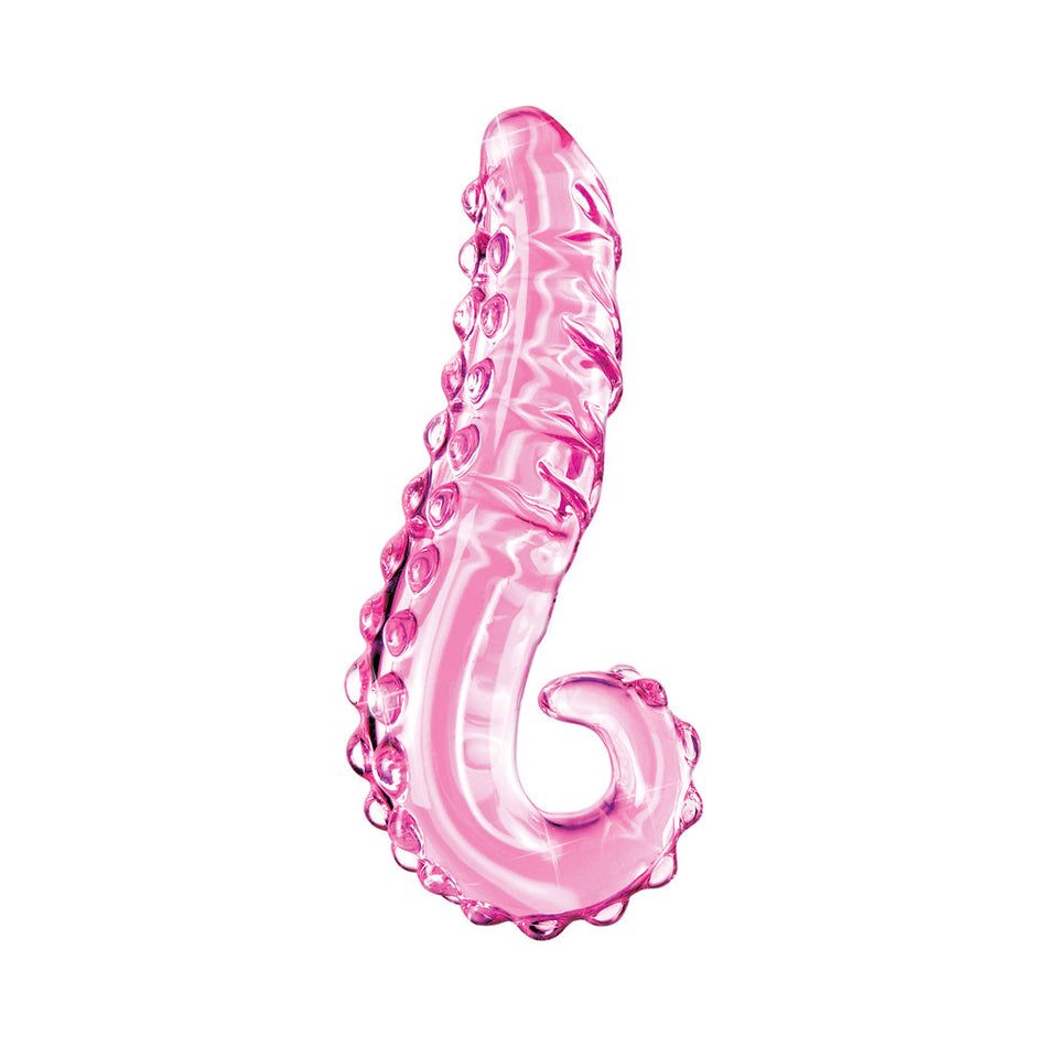 Pipedream Icicles No. 24 Curved Textured 6 in. Glass Dildo With Handle Pink - Zateo Joy