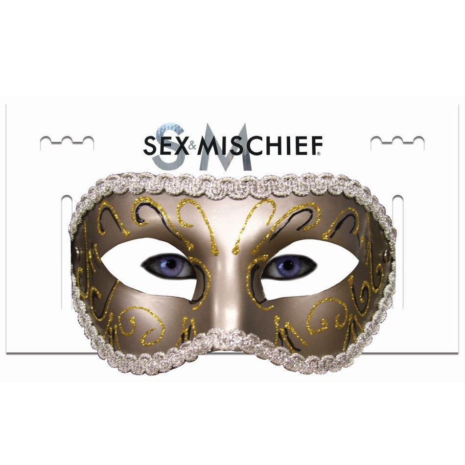 Sportsheets Sex & Mischief Masquerade Mask Gold - Zateo Joy