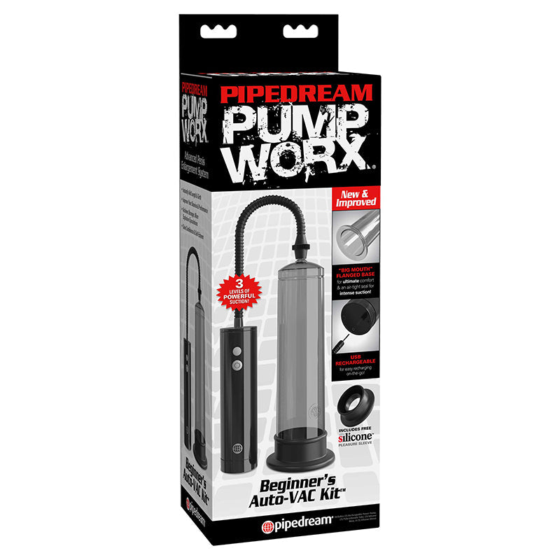 Pipedream Pump Worx Rechargeable Beginner's Auto-VAC Kit Black - Zateo Joy