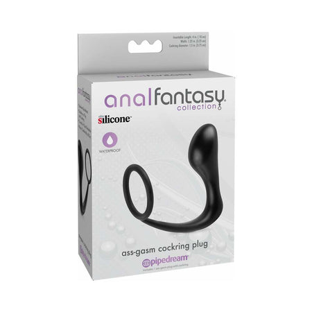 Pipedream Anal Fantasy Collection Silicone Ass-Gasm Cockring Plug Black - Zateo Joy