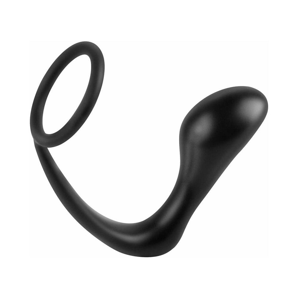 Pipedream Anal Fantasy Collection Silicone Ass-Gasm Cockring Plug Black - Zateo Joy