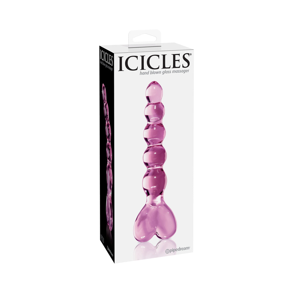 Icicles No. 43 Glass Massager with Heart-Shaped Handle Pink - Zateo Joy