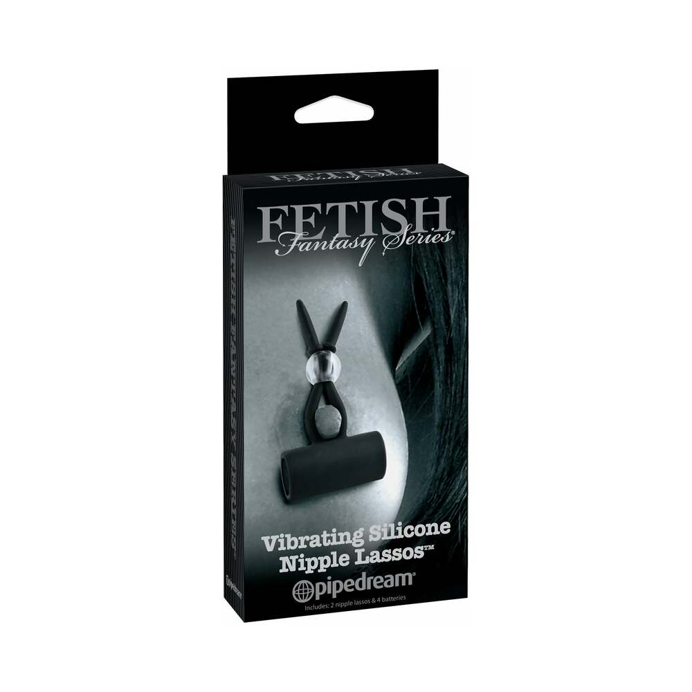 Pipedream Fetish Fantasy Series Limited Edition Vibrating Silicone Nipple Lassos Black - Zateo Joy