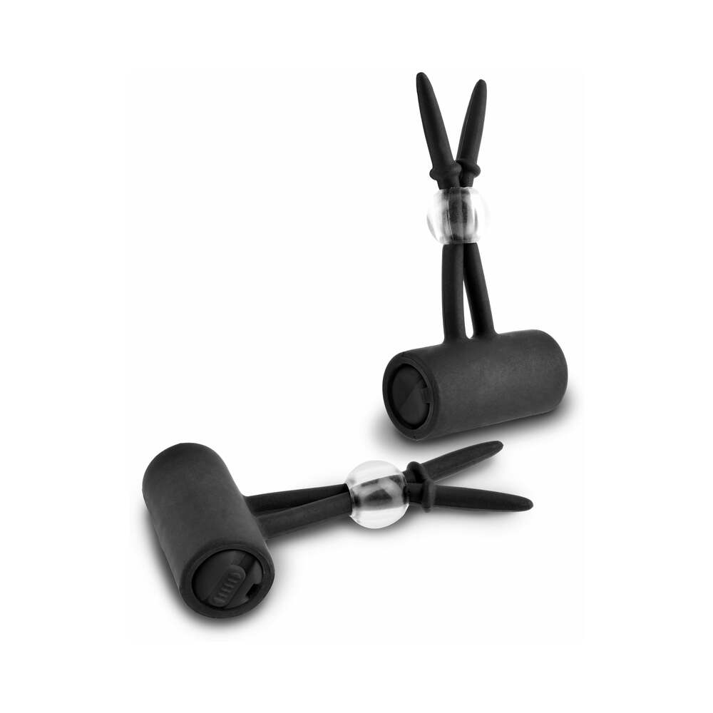 Pipedream Fetish Fantasy Series Limited Edition Vibrating Silicone Nipple Lassos Black - Zateo Joy