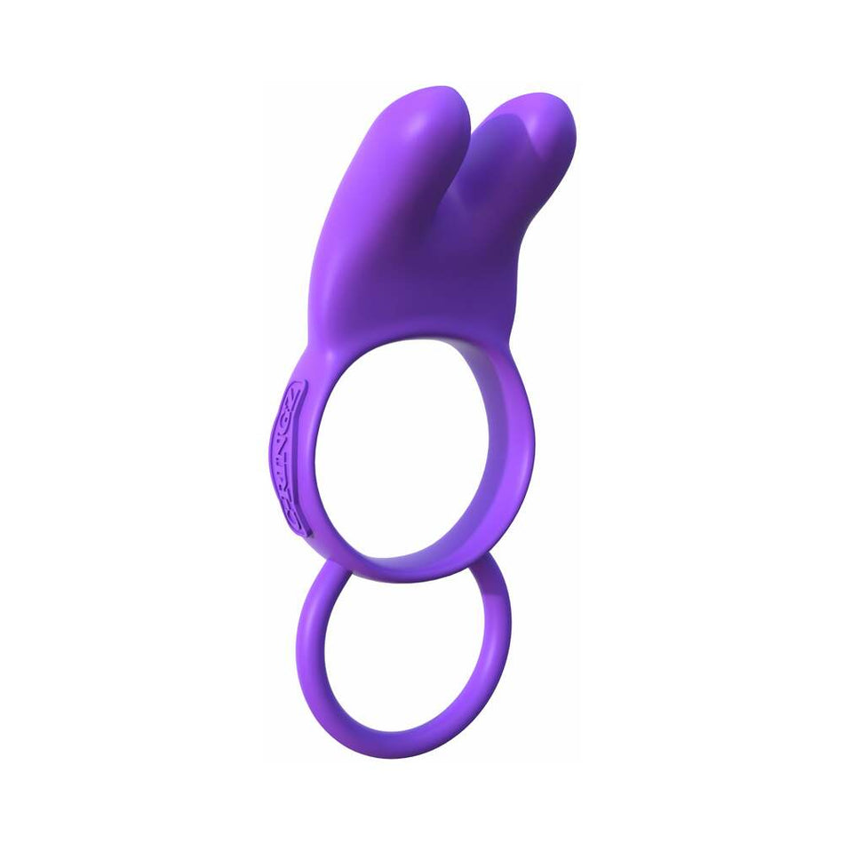 Pipedream Fantasy C-Ringz Silicone Vibrating Twin Teazer Rabbit Ring With Ears Purple - Zateo Joy