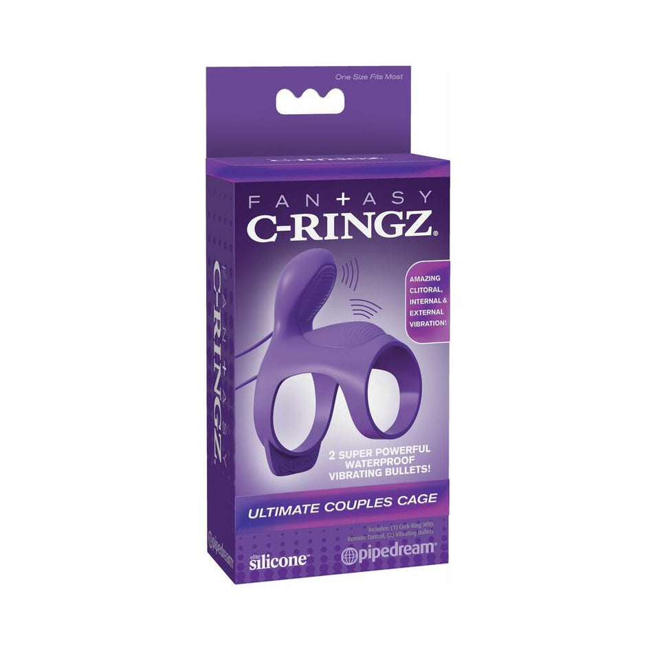 Pipedream Fantasy C-Ringz Ultimate Couples Cage Vibrating Cock Sheath Purple - Zateo Joy