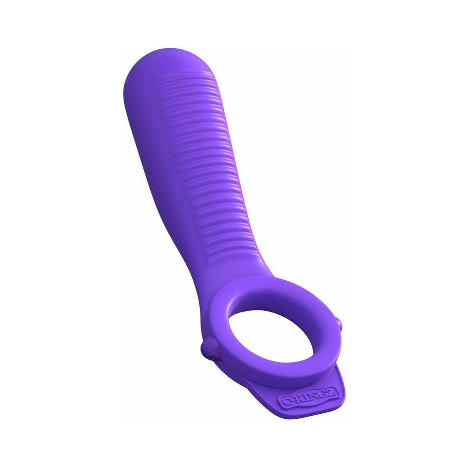 Pipedream Fantasy C-Ringz Remote-Controlled Vibrating Ride N Glide Couples Ring Purple - Zateo Joy