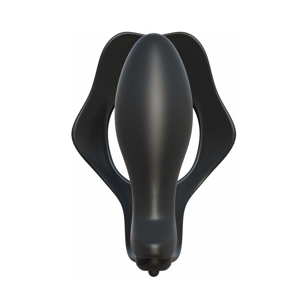 Pipedream Fantasy C-Ringz Rock Hard Ass-Gasm Vibrating Silicone Cockring With Anal Plug Black - Zateo Joy