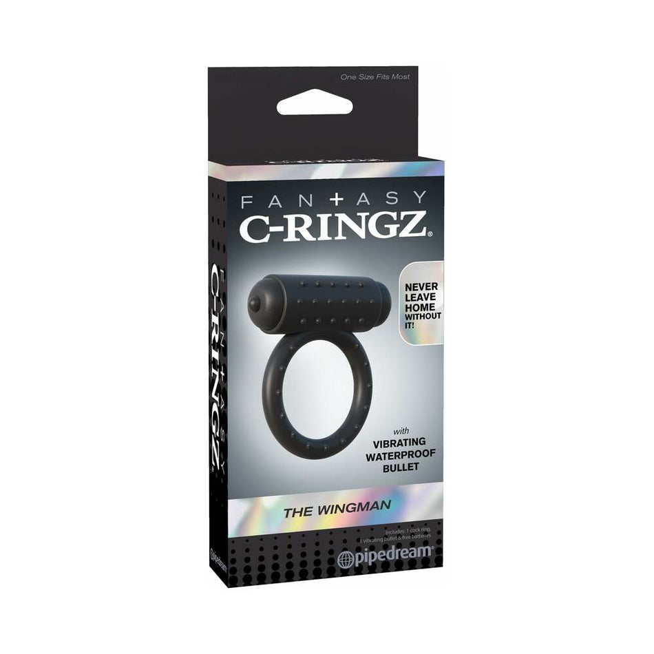 Pipedream Fantasy C-Ringz The Wingman Vibrating Cockring Black - Zateo Joy