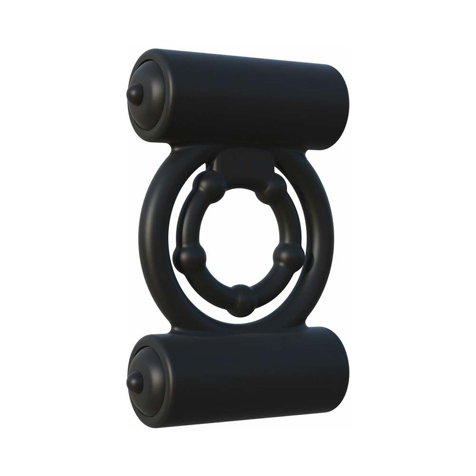 Pipedream Fantasy C-Ringz Extreme Double Trouble Vibrating Cockring Black - Zateo Joy