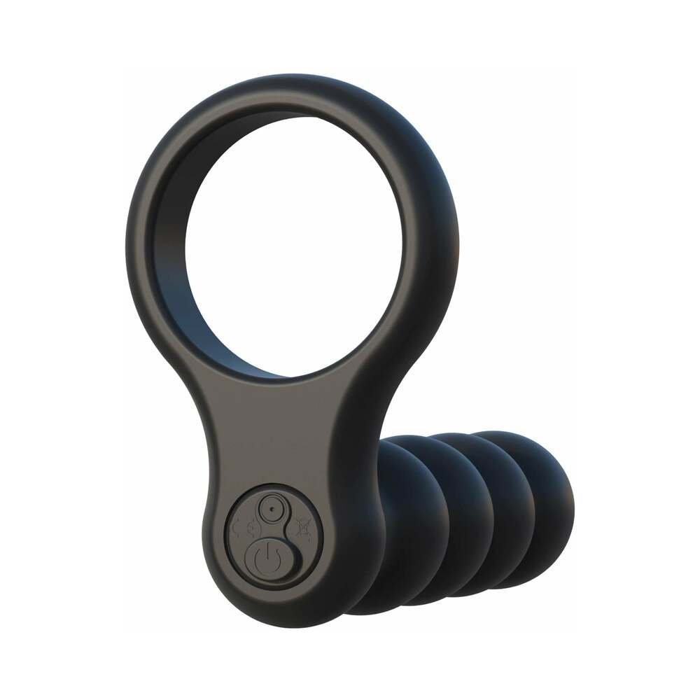 Pipedream Fantasy C-Ringz Remote Control Double Penetrator Vibrating Cockring Black - Zateo Joy