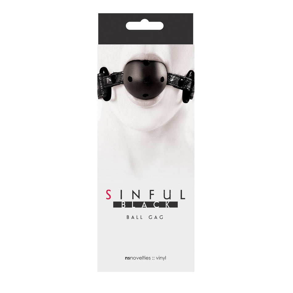 Sinful Vinyl Ball Gag Black - Zateo Joy