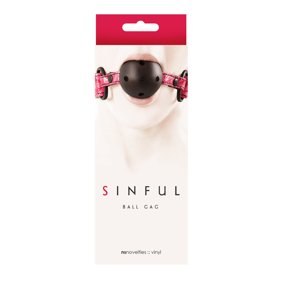 Sinful Vinyl Ball Gag Pink - Zateo Joy