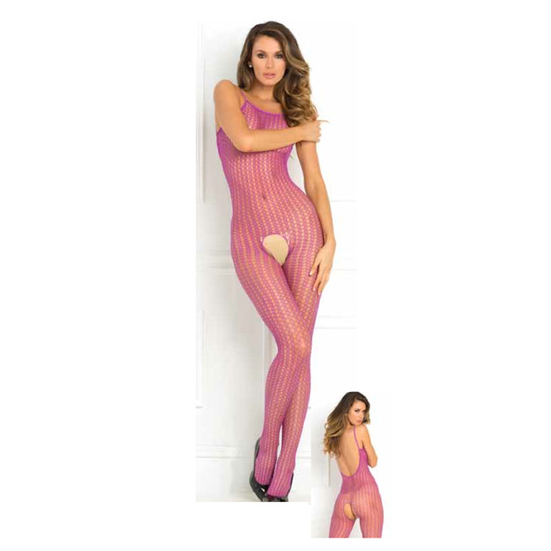 Rene Rofe Quarter Chrochet Net Bodystocking Purple O/S - Zateo Joy