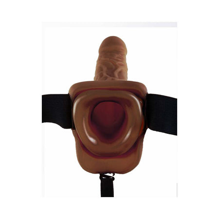 Pipedream Fetish Fantasy Series 9 in. Vibrating Hollow Strap-On with Balls Brown/Black - Zateo Joy