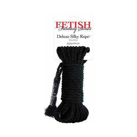 Pipedream Fetish Fantasy Series Deluxe Silk Rope 9.75 m / 32 ft. Black - Zateo Joy