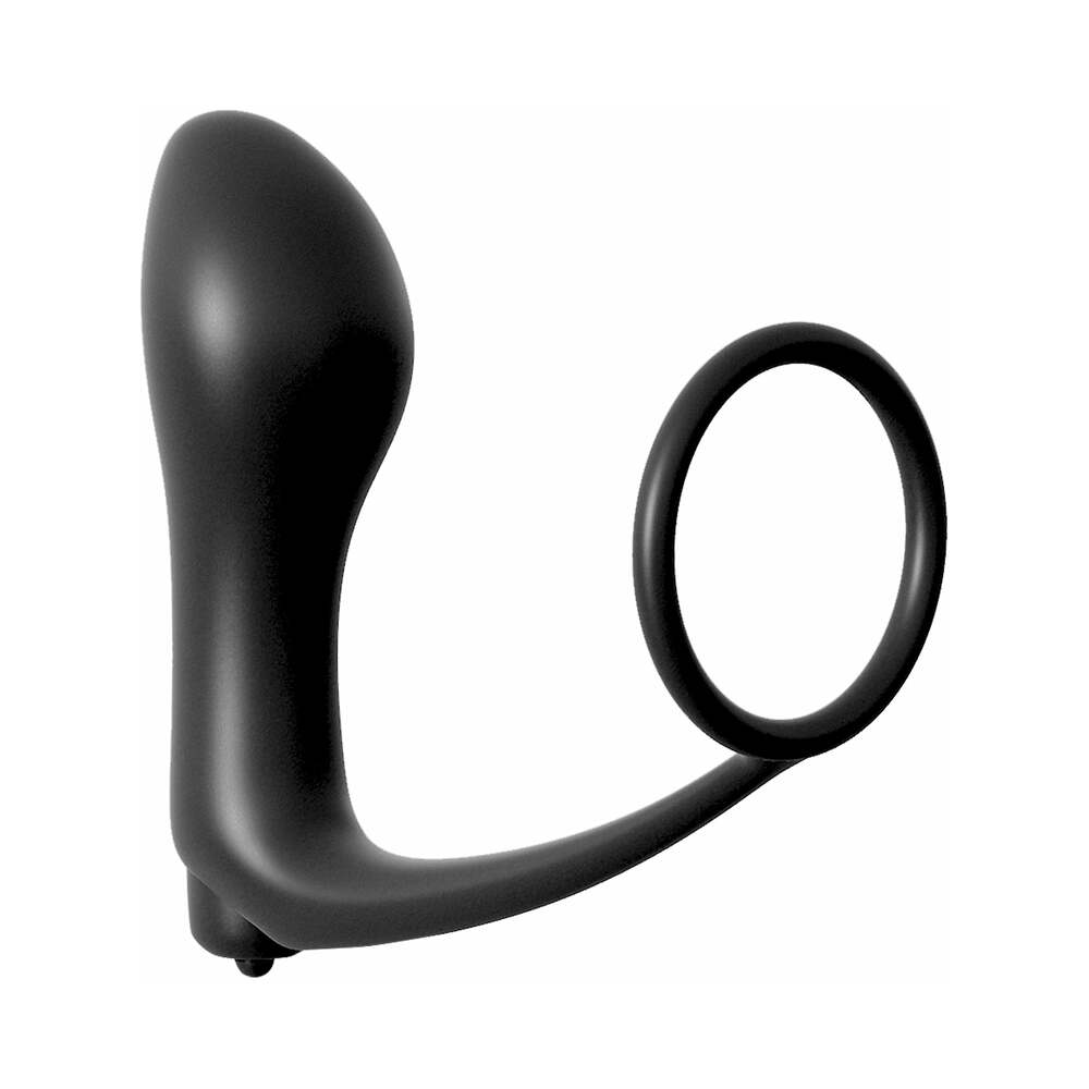 Pipedream Anal Fantasy Collection Silicone Ass-Gasm Vibrating Cockring & Plug Black - Zateo Joy