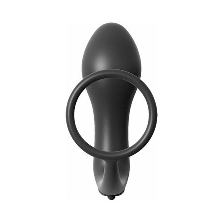 Pipedream Anal Fantasy Collection Silicone Ass-Gasm Vibrating Cockring & Plug Black - Zateo Joy