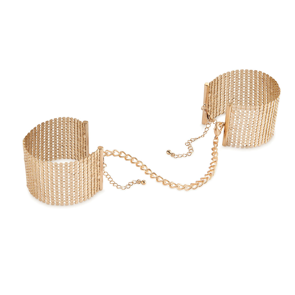 Bijoux Indiscrets Desir Metallique Mesh Handcuffs - Gold - Zateo Joy