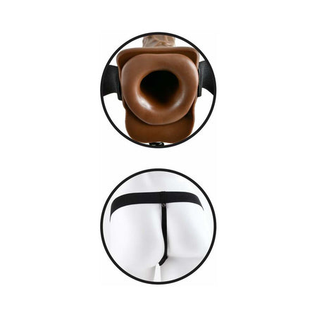 Pipedream Fetish Fantasy Series 7 in. Hollow Strap-On with Balls Brown/Black - Zateo Joy