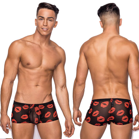 Male Power Kiss Me Mini Short Sheer Lips XL - Zateo Joy