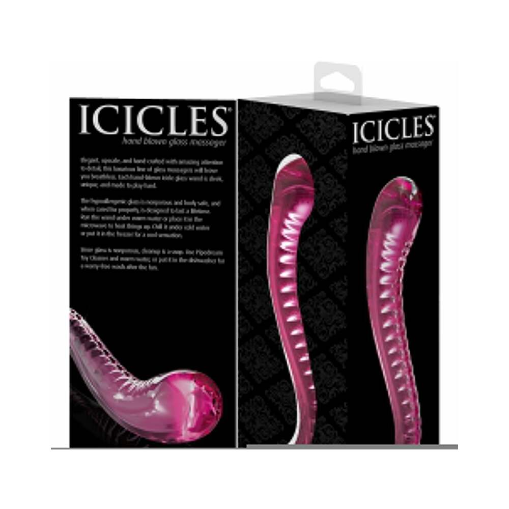 Pipedream Icicles No. 69 Curved Dual-Ended Glass Dildo Pink - Zateo Joy