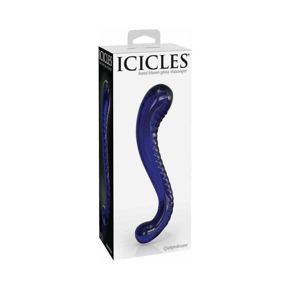 Pipedream Icicles No. 70 Curved Dual-Ended Glass Dildo Blue - Zateo Joy