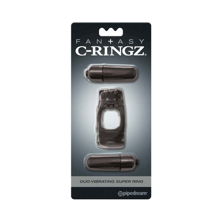 Pipedream Fantasy C-Ringz Duo-Vibrating Super Ring With Dual Bullets Black - Zateo Joy