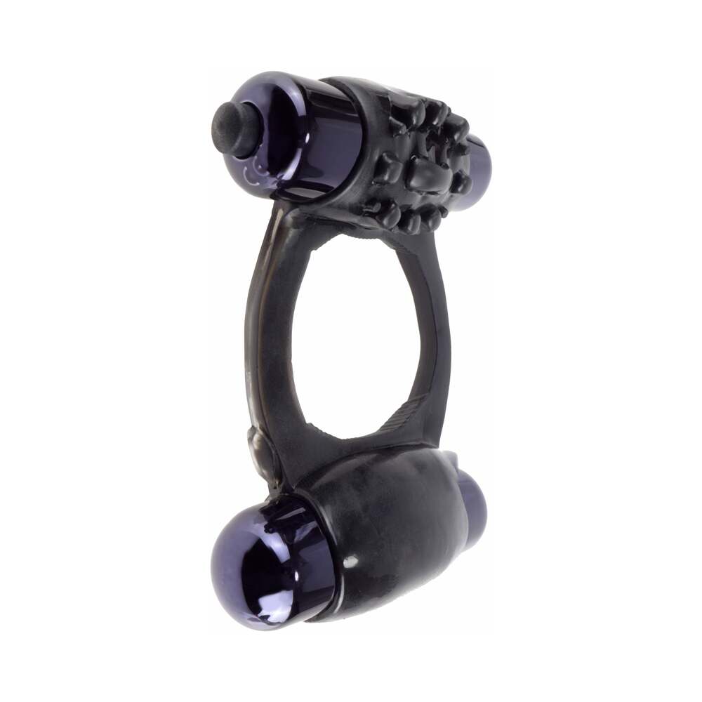 Pipedream Fantasy C-Ringz Duo-Vibrating Super Ring With Dual Bullets Black - Zateo Joy