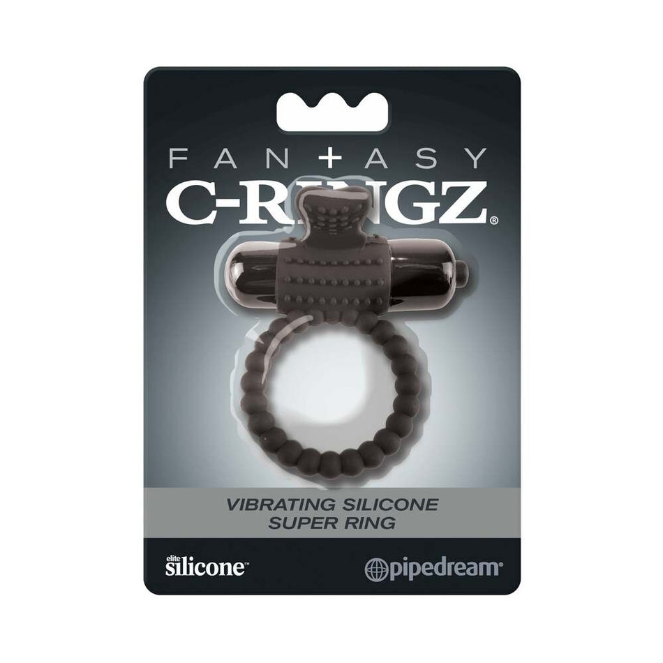 Pipedream Fantasy C-Ringz Vibrating Silicone Super Ring With Bullet Black - Zateo Joy