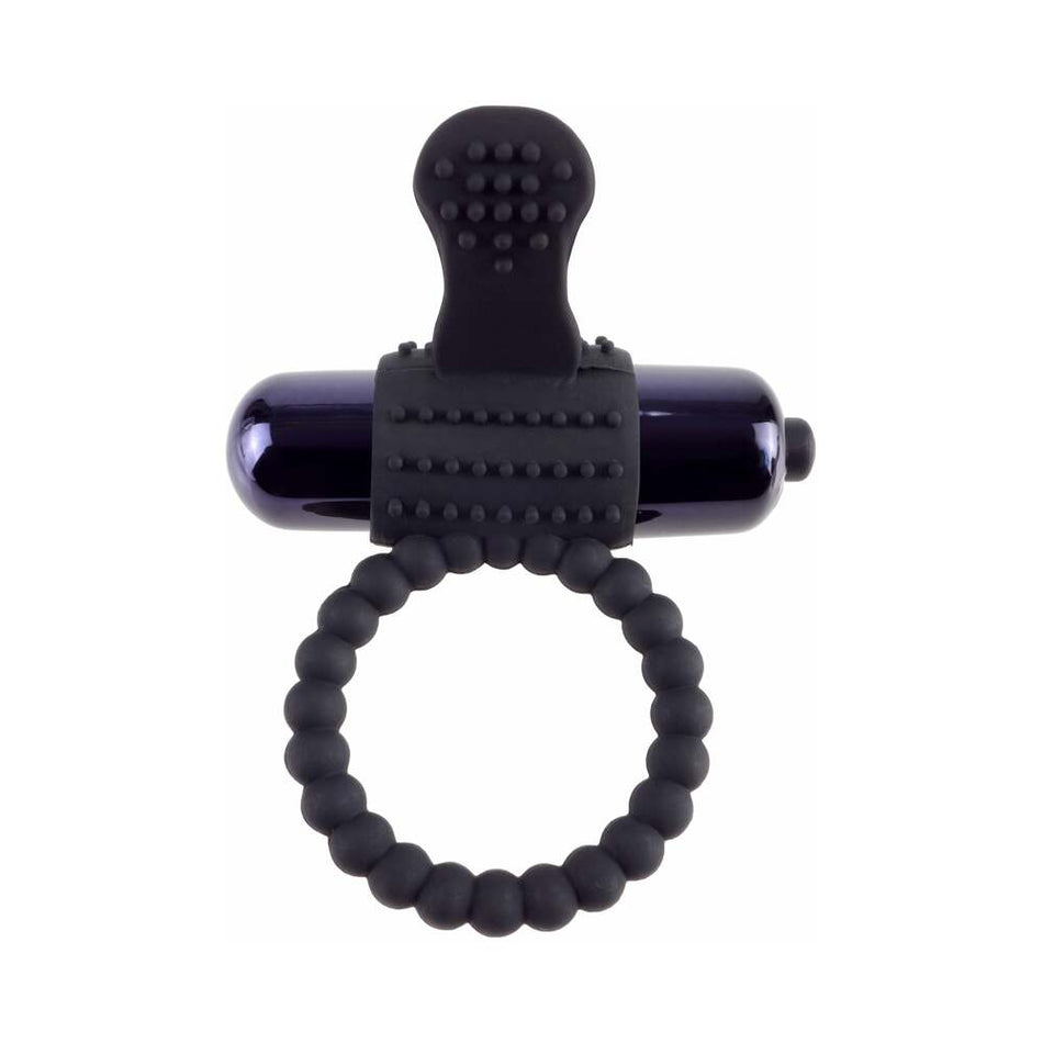 Pipedream Fantasy C-Ringz Vibrating Silicone Super Ring With Bullet Black - Zateo Joy