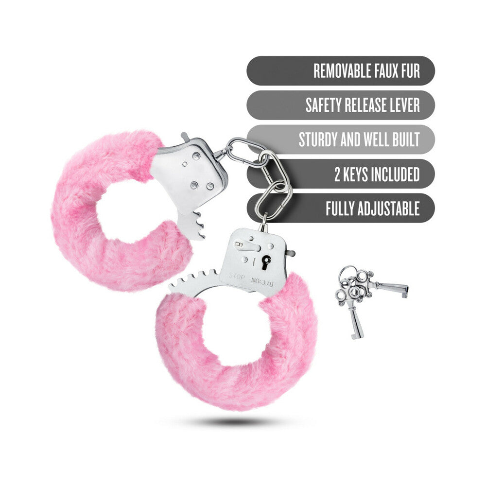 Blush Temptasia Adjustable Faux Fur Cuffs Pink - Zateo Joy