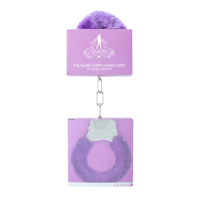 Ouch! Pleasure Furry Handcuffs With Quick-Release Purple - Zateo Joy