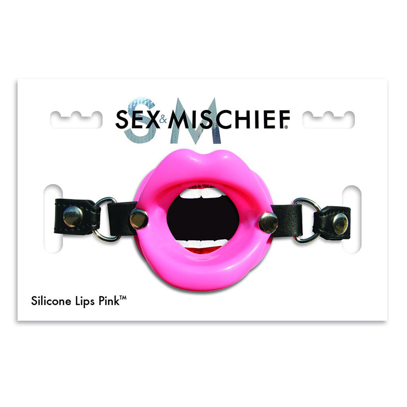 Sportsheets Sex & Mischief Silicone Lips Adjustable Open-Mouth Gag Pink - Zateo Joy
