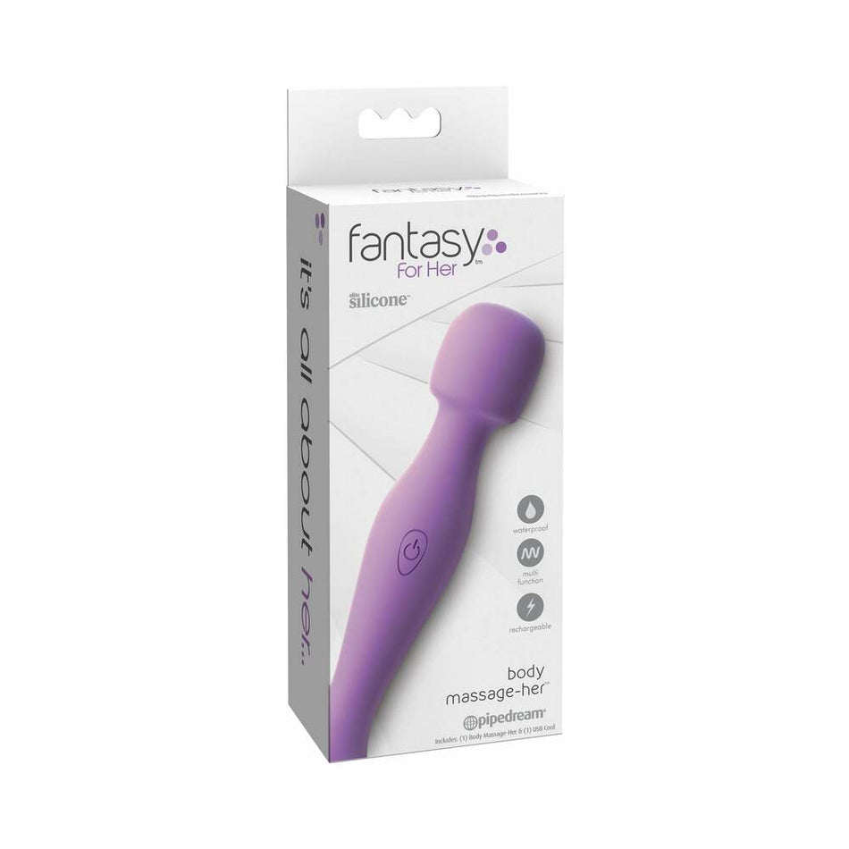 Pipedream Fantasy For Her Body Massage-Her Rechargeable Silicone Wand Vibrator Purple - Zateo Joy