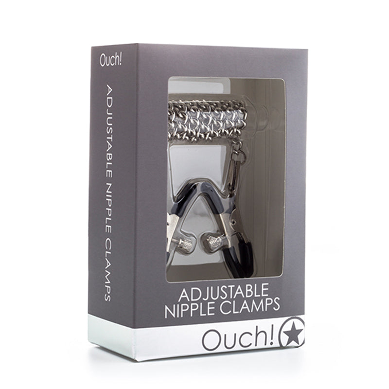 Ouch! Adjustable Metal Nipple Clamps With Chain Silver - Zateo Joy