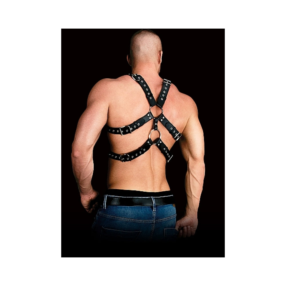 Ouch! Andres Masculine Masterpiece Adjustable Chest Harness Black - Zateo Joy