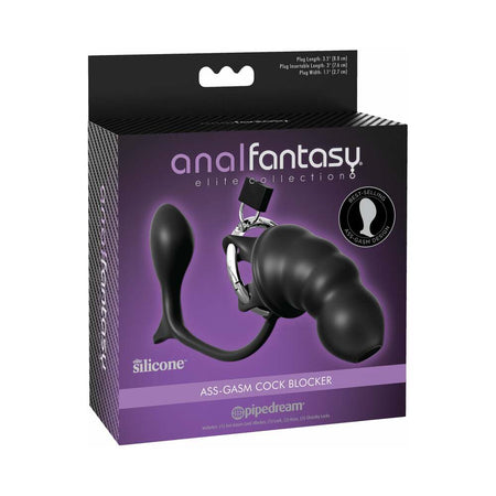 Pipedream Anal Fantasy Elite Collection Ass-Gasm Cock Blocker Chastity Cock Cage Black - Zateo Joy