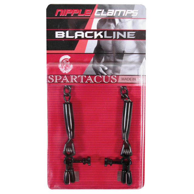 Spartacus Blackline Nipple Clamps Adjustable Rubber Tipped Pinchers - Zateo Joy